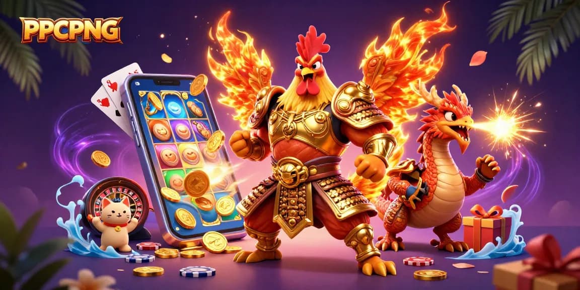 Experience the excitement of gaming with PPCPNG's vibrant casino illustration featuring slot games and dynamic characters.
