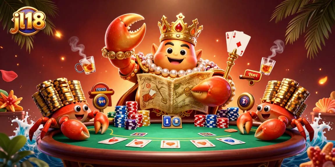 jl18 casino emperor overseeing a vibrant poker scene with colorful chips and cards