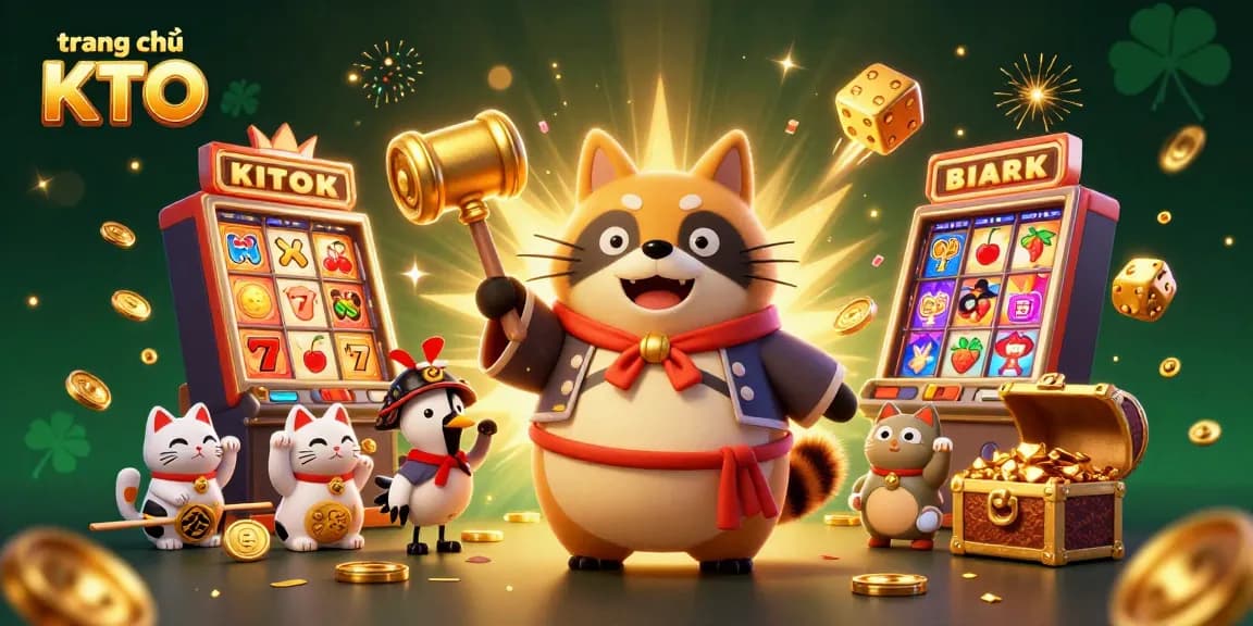 Spin to win with the vibrant scene representing trang chủ KTO's festive casino atmosphere.
