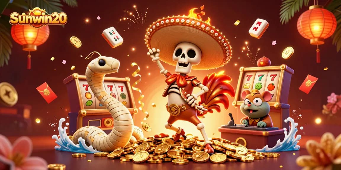 Experience slot gaming excitement with Sunwin20 featuring vivid characters and dynamic elements.