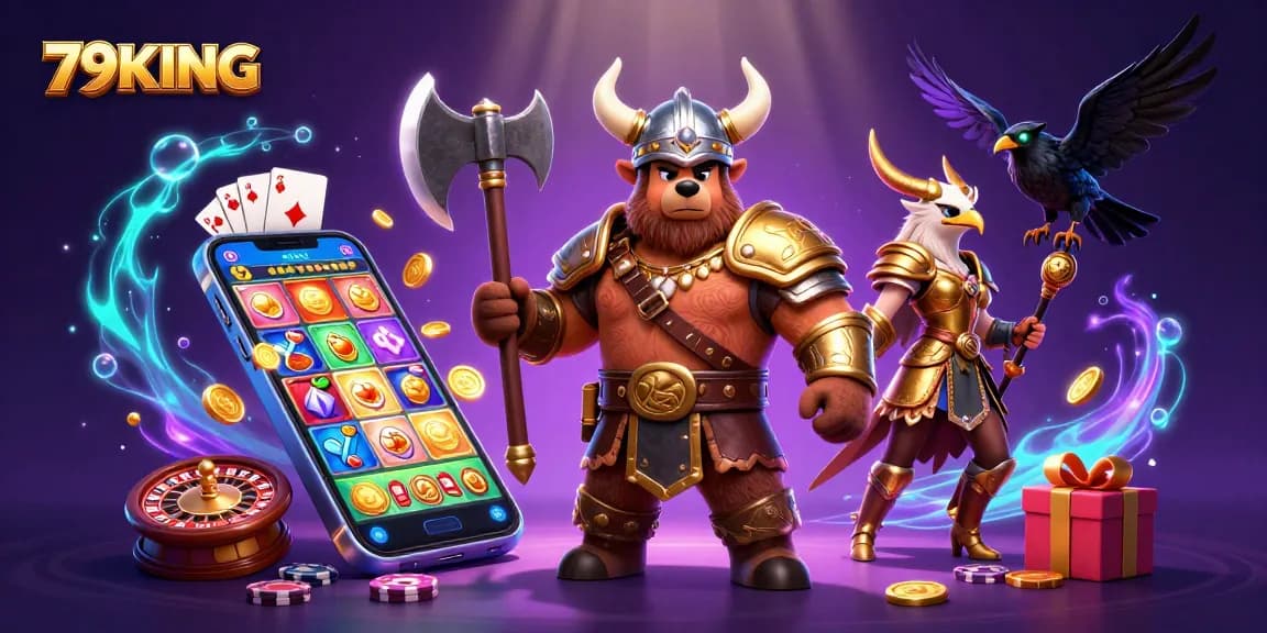 Engage in slots and games at 79KING with thrilling visuals of winning moments amid golden coins.
