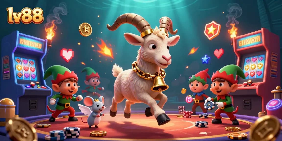 Experience the thrilling gameplay at lv88 with cartoon-style characters in a dynamic casino scene filled with vibrant game elements.