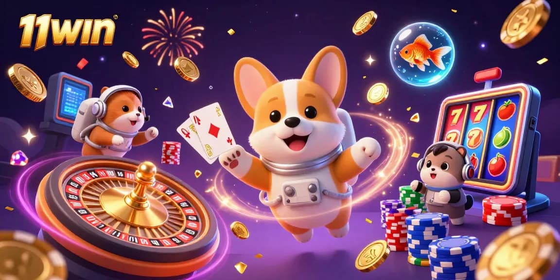 Experience thrilling gameplay with 11WIN in a vibrant casino filled with animated 3D characters.