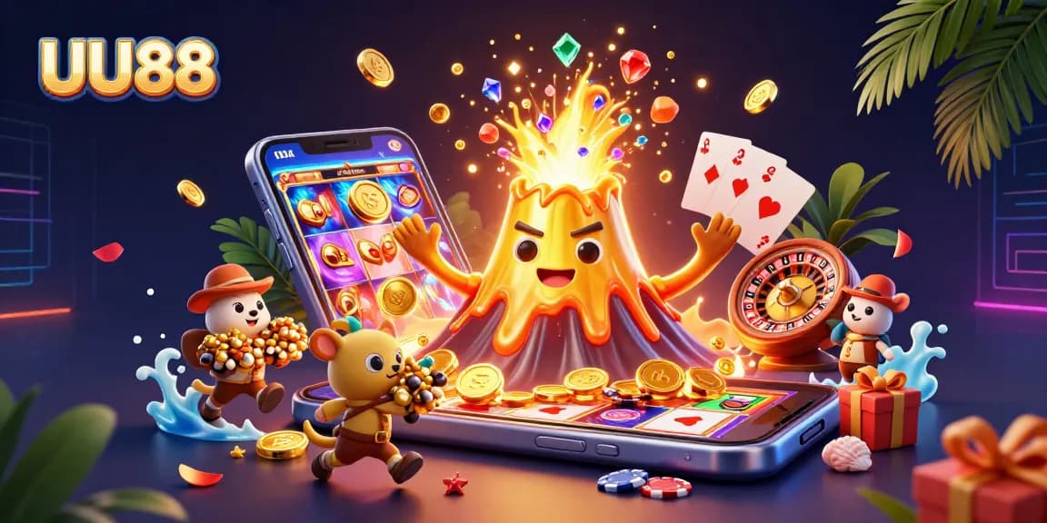 Experience excitement with UU88's vibrant casino scene featuring golden treasure and dynamic games.