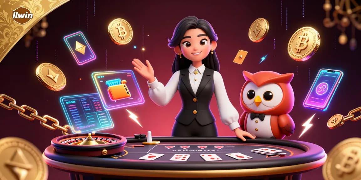 Join the thrilling gameplay at llwin, featuring a skilled dealer, vibrant game elements, and a crypto twist.