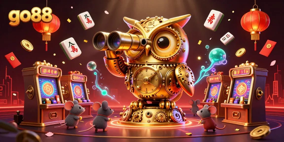 Khám phá go88 qua hình ảnh 3D đặc sắc với đồng hồ cú vàng và các yếu tố trò chơi hấp dẫn.