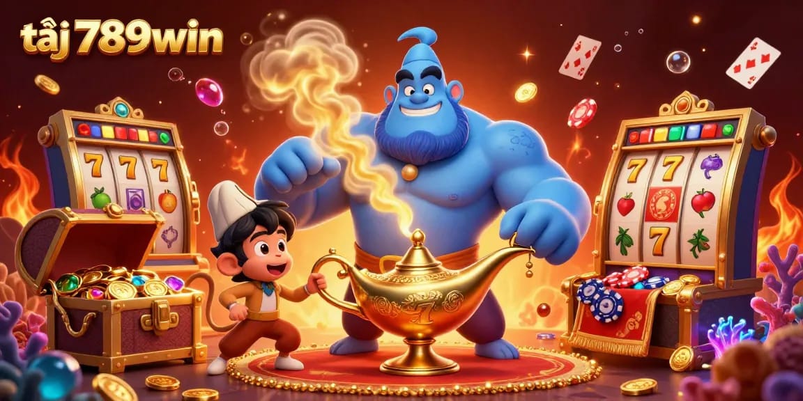 Engage with thrilling gameplay at tại 789win featuring a lively casino scene with vibrant characters and elements.