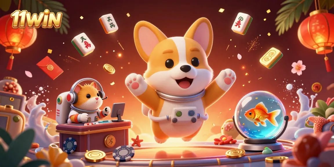 Experience winning moments with 11WIN in a vibrant space station casino scene.
