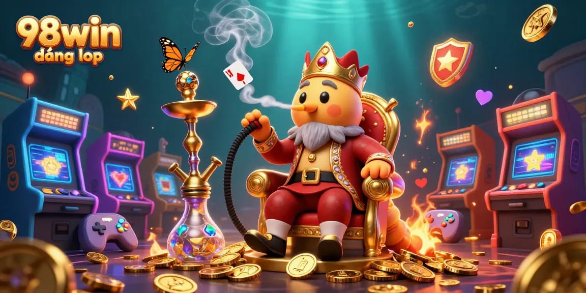 Engage with the vibrant atmosphere of 98win đăng nhập at this colorful online casino illustration.
