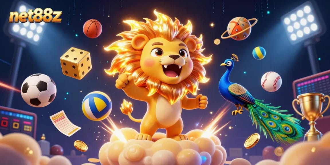 Bet on exciting games at net88z with dynamic illustrations of sports betting excitement and energetic casino vibes.