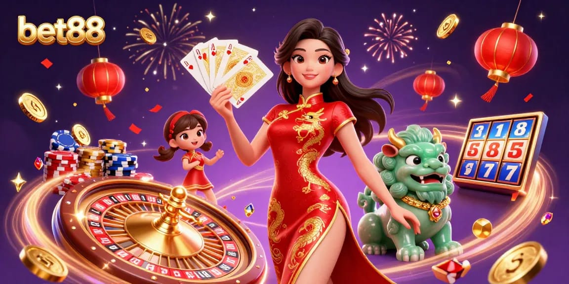 Engage in thrilling gameplay at bet88 with a vibrant fantasy casino scene filled with enchanting characters.