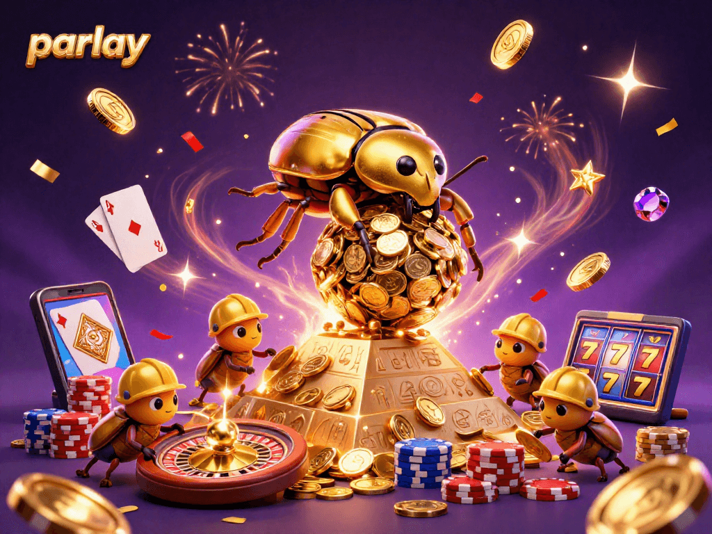 Experience the thrill of parlay betting with a rich scene of 3D characters and casino elements bursting with energy.