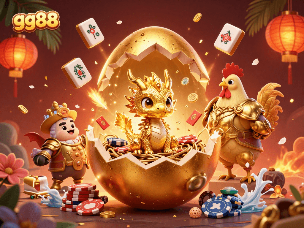 Experience the thrill of gg88 with captivating golden dragon imagery and dynamic casino elements.