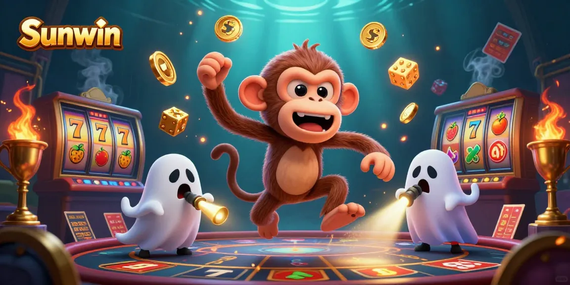 Experience Sunwin's thrilling casino atmosphere with golden slots and animated characters.