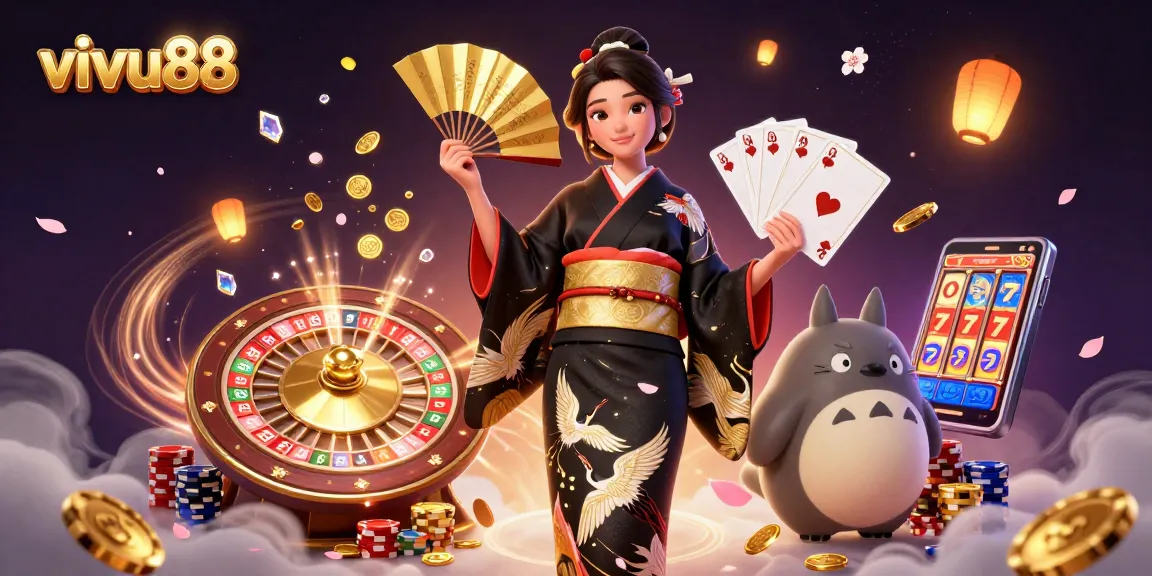 Experience winning at vivu88 with elegant gaming characters in a vibrant casino scene.