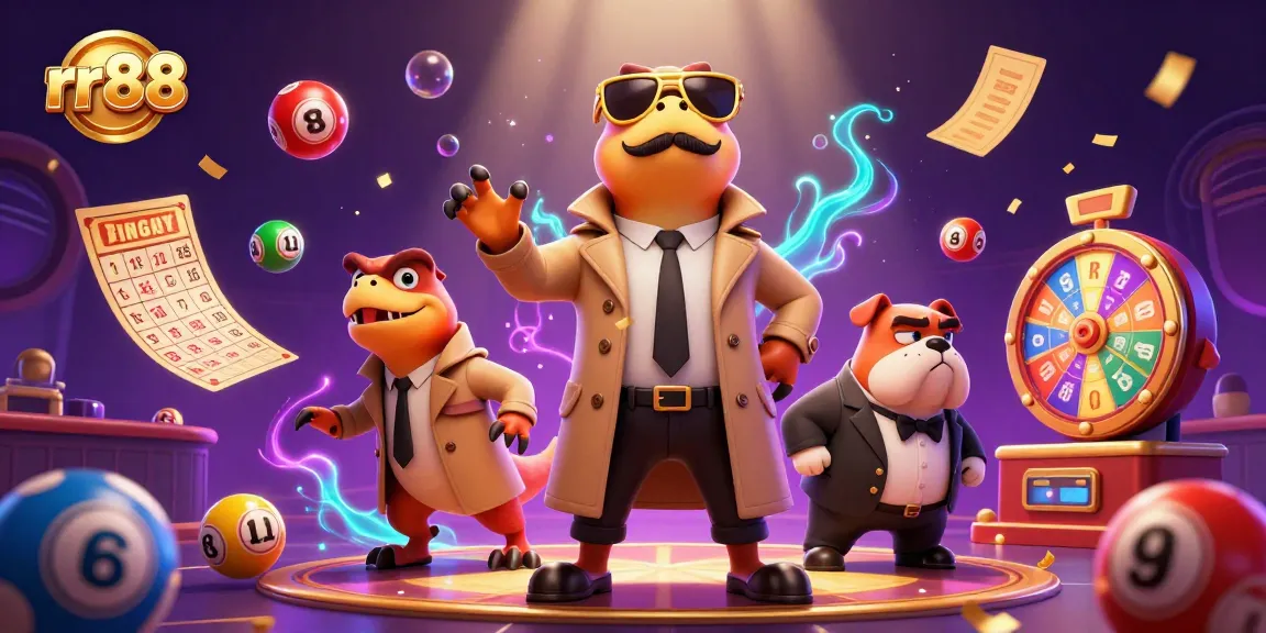 Experience the thrilling rr88 casino adventure with cartoon raptors in a trench coat entering a VIP lounge.