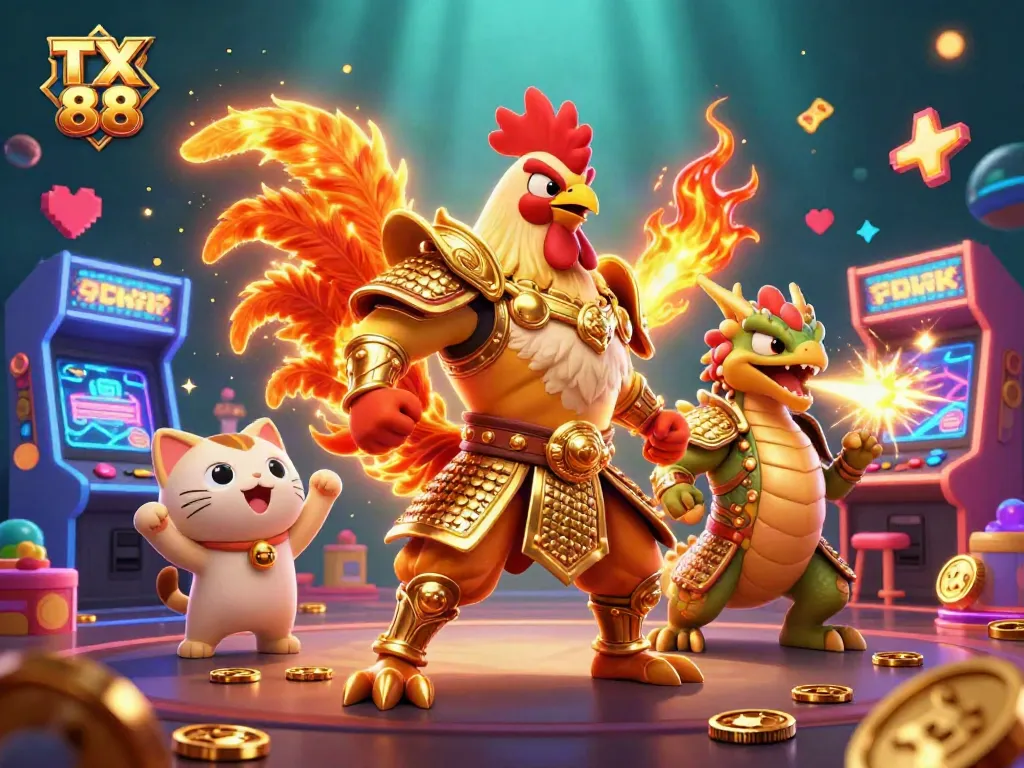 Join the excitement of TX 88 casino games with colorful elements and dynamic characters.