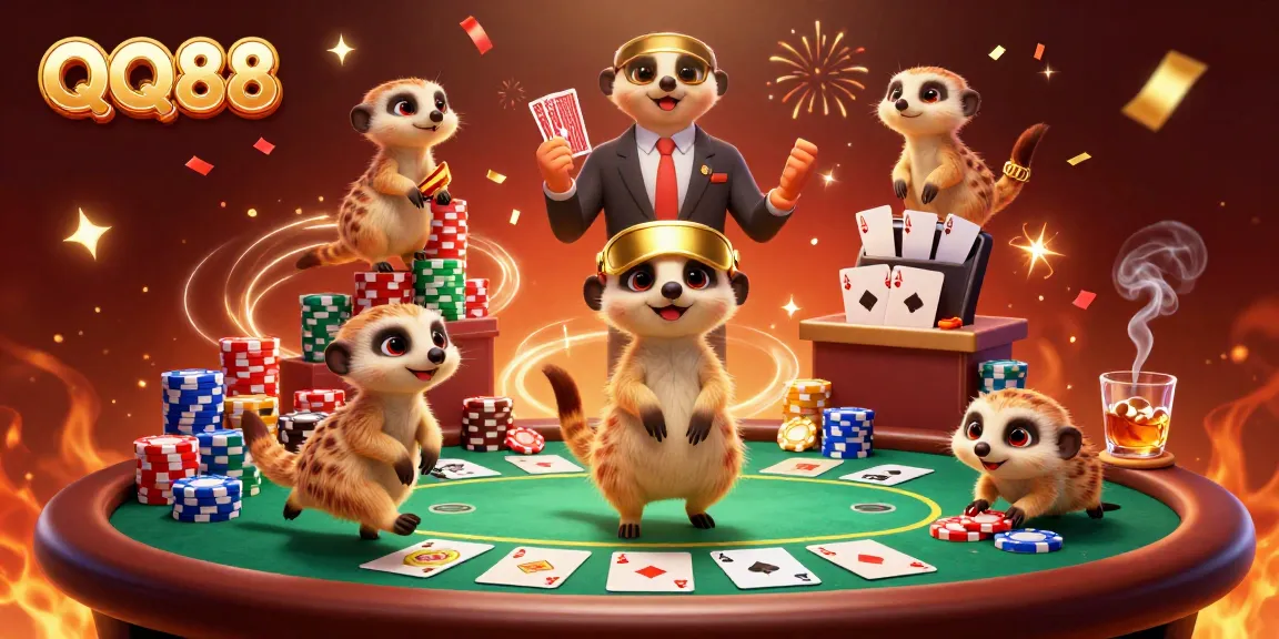 Experience thrilling gameplay at QQ88, where meerkats run a dynamic casino filled with poker excitement.