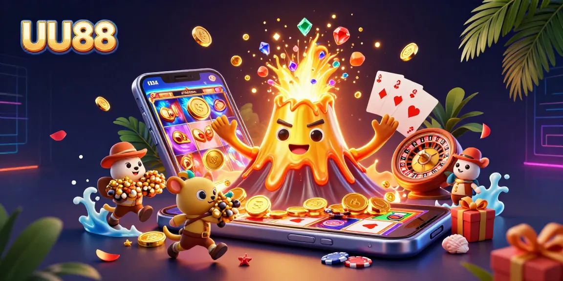 Experience excitement with UU88's vibrant casino scene featuring golden treasure and dynamic games.