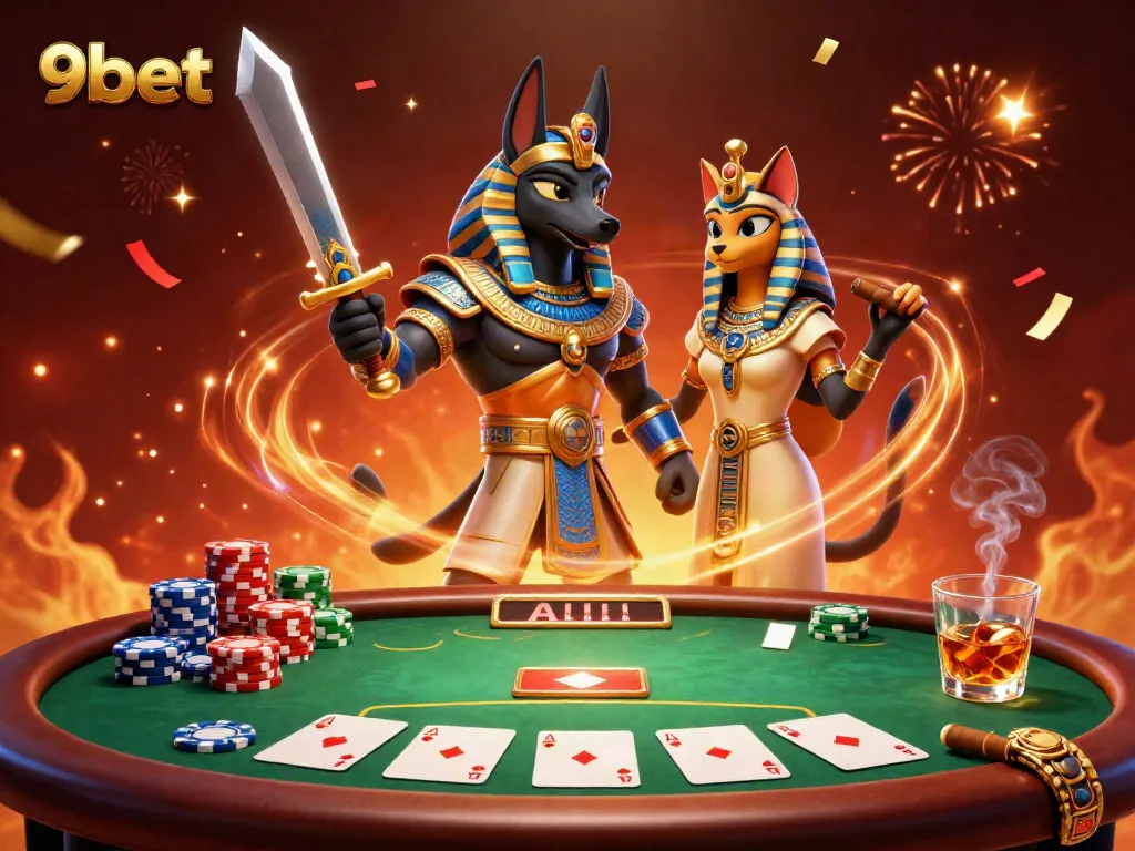 Win big at 9bet with lively casino action, featuring poker champions and vibrant celebrations.