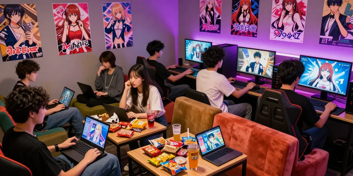 Group of friends enjoying ecchi games in a vibrant gaming lounge, showcasing engaging gameplay and social interaction.