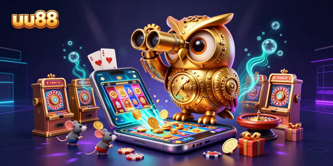 Win big at uu88 with a vibrant 3D casino scene showcasing exciting games and rewards.