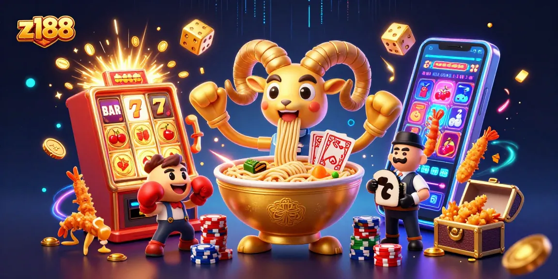 Experience thrilling wins at z188 with a vibrant casino scene featuring dynamic characters and games.