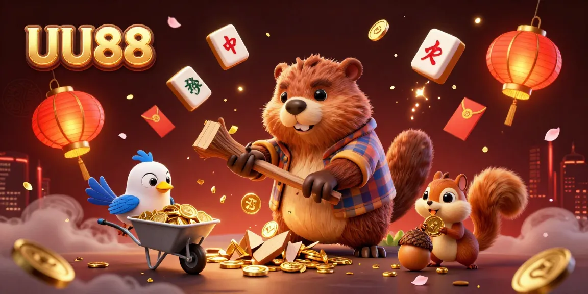 Engage with UU88's vibrant casino world featuring animated characters and festive elements.