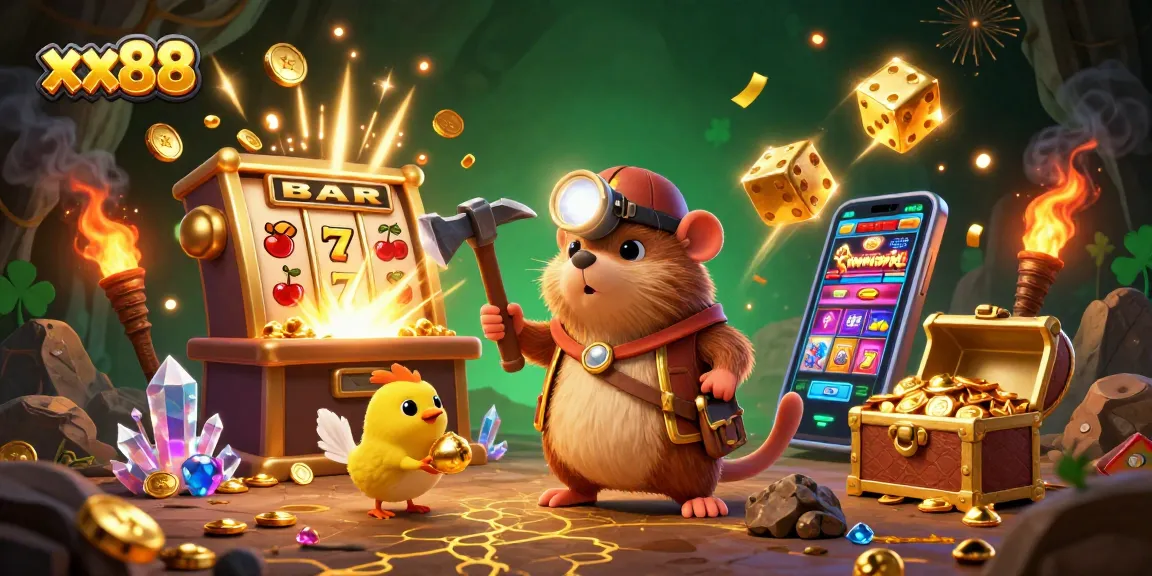 Join the excitement at xx88 with dynamic casino games, coins, and festive elements all around.