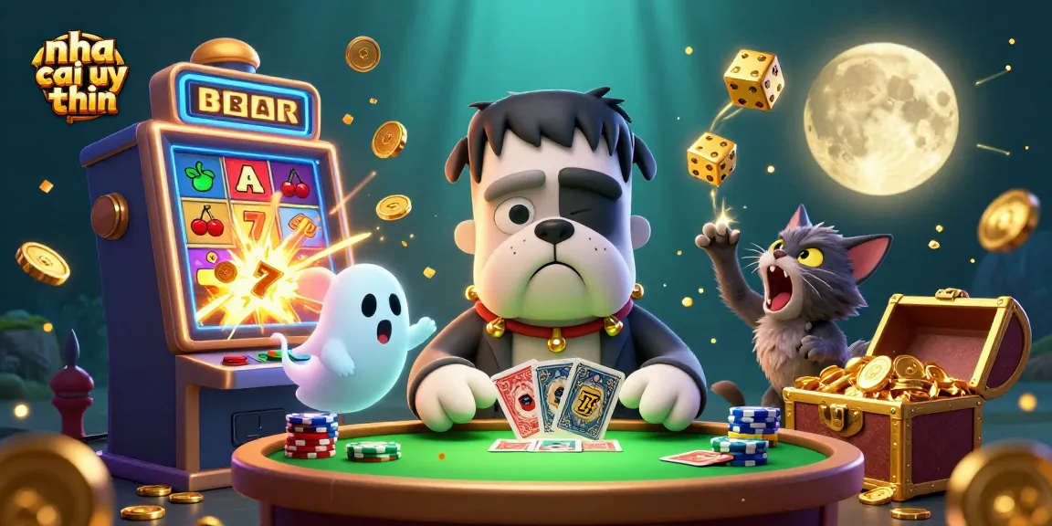 Engage with the nha cai uy tin casino scene featuring a Frankenstein bulldog card dealer