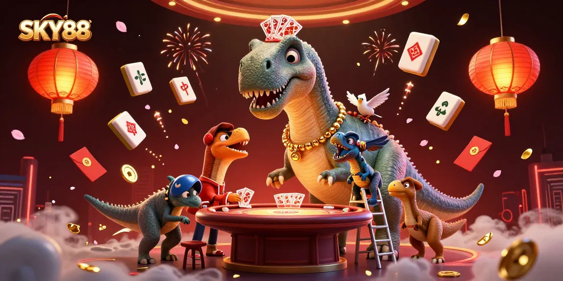 Join the SKY88 casino experience with vibrant characters and rich gaming elements in a dynamic digital scene