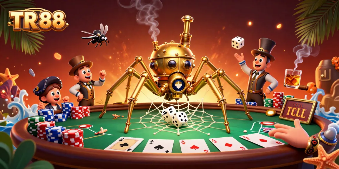 Engage in thrilling poker action with the TR 88 as a steampunk spider weaves golden webs.