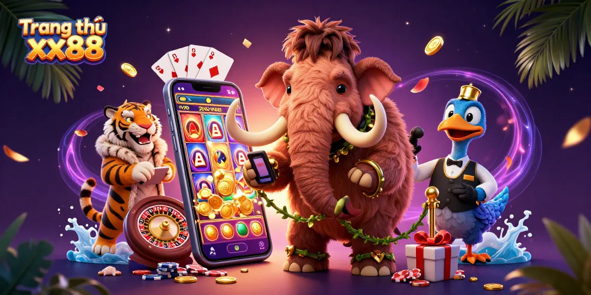 Experience the vibrant atmosphere of Trang chủ xx88 with a dynamic 3D cartoon casino scene.