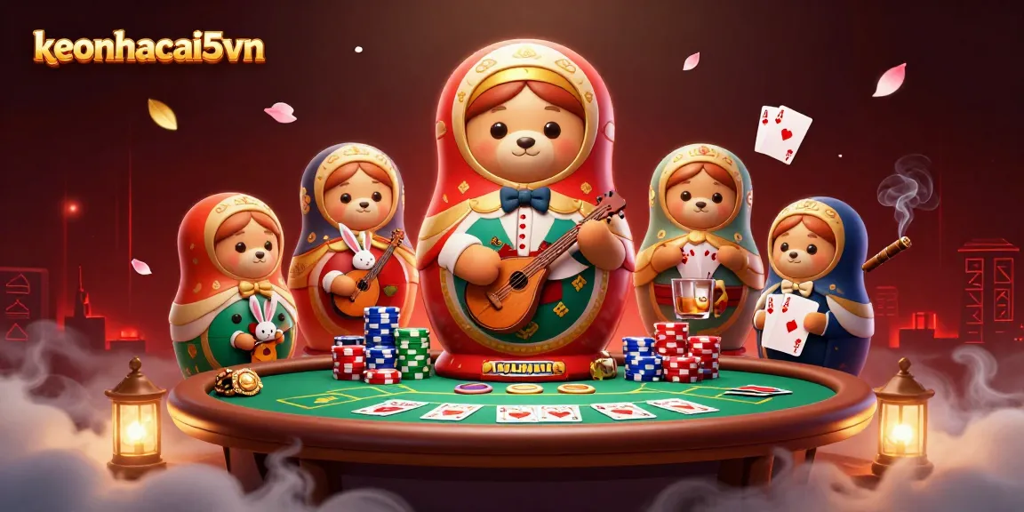 Experience thrilling gameplay at keonhacai5vn with a festive casino-themed scene.