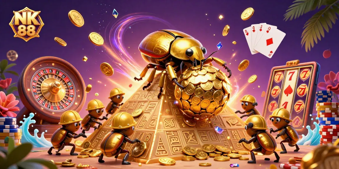 Experience thrilling gameplay at NK 88 with golden coin jackpots and vibrant casino elements.
