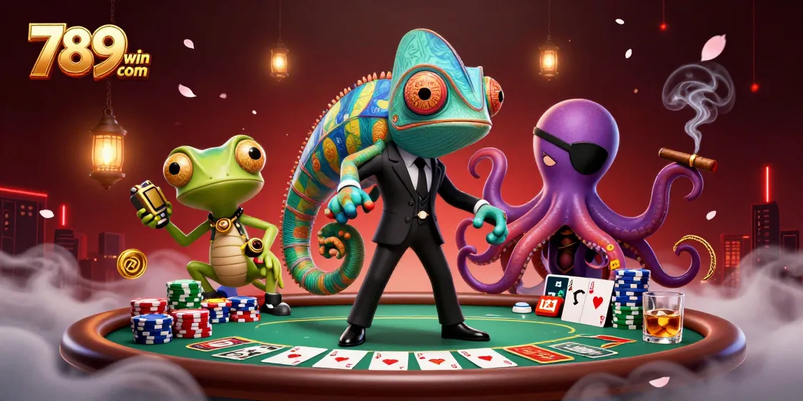 Experience thrilling action with 789win com at the vibrant poker table surrounded by dynamic casino elements.
